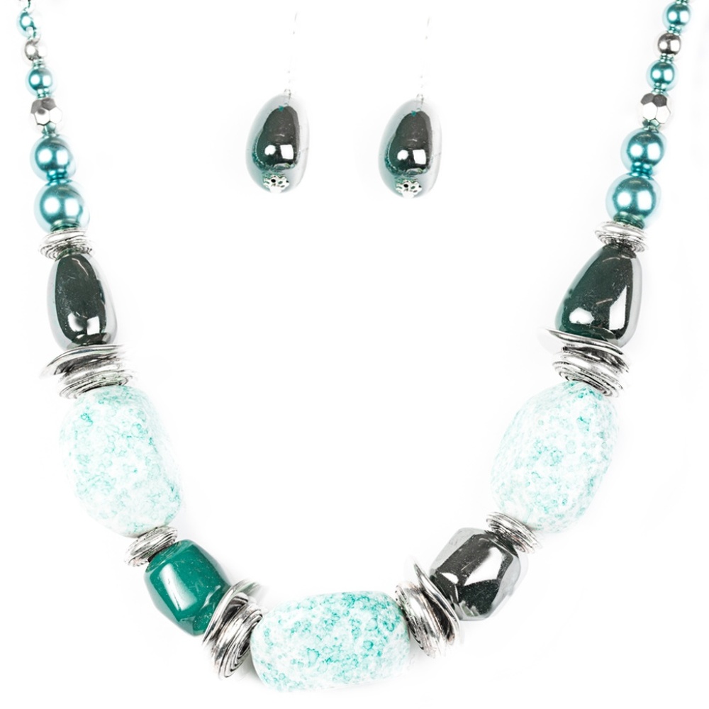 NWT teal statement necklace & earring set